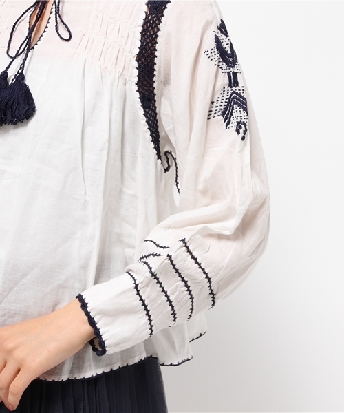 OUTLET（アウトレット）の「【Sheta】インド刺繍ブラウス（シャツ/ブラウス・レディース・ホワイト/カーキ・FREE）」の7枚目の写真