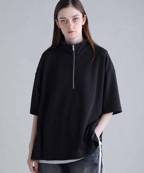 SOCCE（ソーシー）の「カットジョーゼットサイドジップハーフジップカットソー（Tシャツ/カットソー・メンズ・ホワイト/ブラック/グレー・S/M/L/XL）」の14枚目の写真