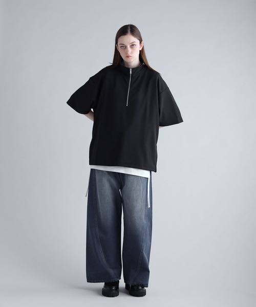SOCCE（ソーシー）の「カットジョーゼットサイドジップハーフジップカットソー（Tシャツ/カットソー・メンズ・ホワイト/ブラック/グレー・S/M/L/XL）」の21枚目の写真