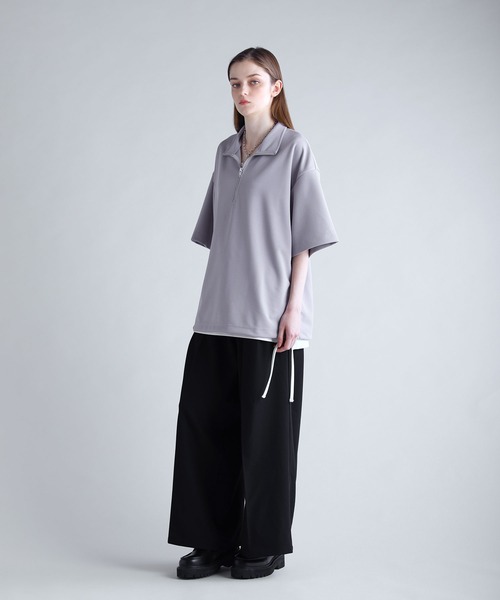 カットジョーゼットサイドジップハーフジップカットソー（T