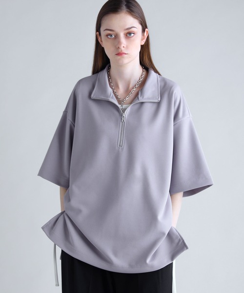 SOCCE（ソーシー）の「カットジョーゼットサイドジップハーフジップカットソー（Tシャツ/カットソー・メンズ・ホワイト/ブラック/グレー・S/M/L/XL）」の22枚目の写真