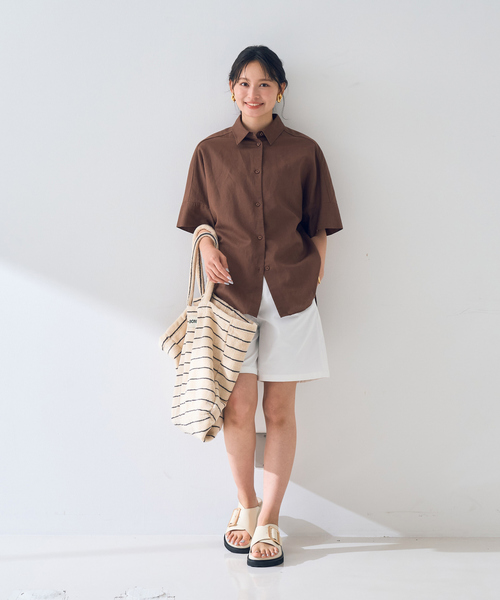 Rouge vif Anna（ルージュヴィフアンナ）の「麻混変形フォルムシャツ（シャツ/ブラウス・レディース・ホワイト/ベージュ/ブラウン・フリー）」の20枚目の写真