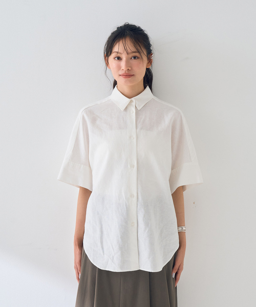 Rouge vif Anna（ルージュヴィフアンナ）の「麻混変形フォルムシャツ（シャツ/ブラウス・レディース・ホワイト/ベージュ/ブラウン・フリー）」の19枚目の写真