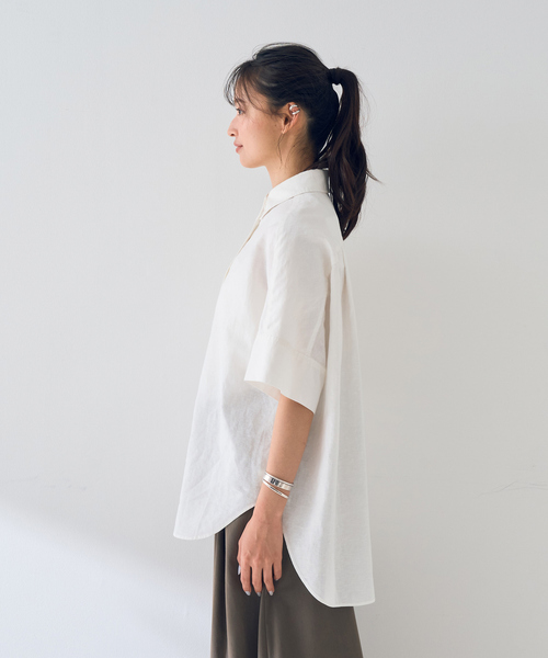 Rouge vif Anna（ルージュヴィフアンナ）の「麻混変形フォルムシャツ（シャツ/ブラウス・レディース・ホワイト/ベージュ/ブラウン・フリー）」の18枚目の写真