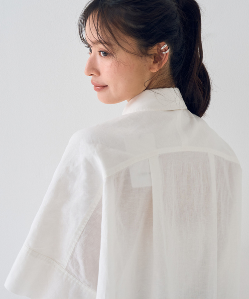 Rouge vif Anna（ルージュヴィフアンナ）の「麻混変形フォルムシャツ（シャツ/ブラウス・レディース・ホワイト/ベージュ/ブラウン・フリー）」の12枚目の写真