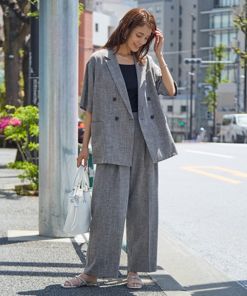 abahouse mavie（アバハウスマヴィ）の「【WEB限定！2点セット】リネンライク半袖ジャケット&ストレートパンツセットアップ（セットアップ・レディース・ブラック/グレイッシュベージュ・38/36）」の13枚目の写真