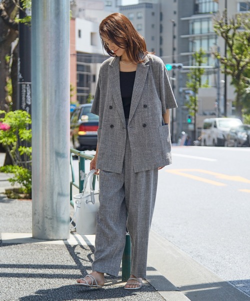 abahouse mavie（アバハウスマヴィ）の「【WEB限定！2点セット】リネンライク半袖ジャケット&ストレートパンツセットアップ（セットアップ・レディース・ブラック/グレイッシュベージュ・38/36）」の15枚目の写真