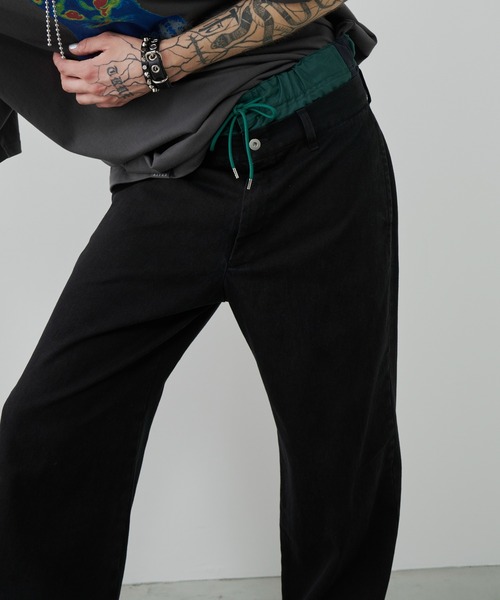 セール】AIVER レイヤードバギーデニムスラックス（デニムパンツ