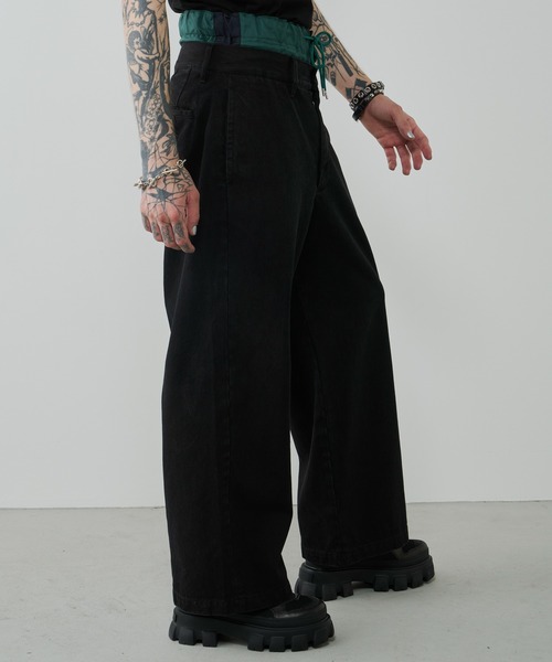 AIVER（アイバー）の「AIVER　レイヤードバギーデニムスラックス（デニムパンツ・メンズ・オレンジ/グリーン・SMALL/MEDIUM/LARGE）」の5枚目の写真