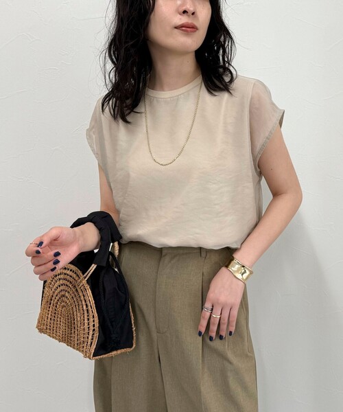 ブラウス シャツ シアーオーガンジーレイヤードノースリーブブラウス レディース セール】シアーオーガンジーレイヤードノースリーブブラウス