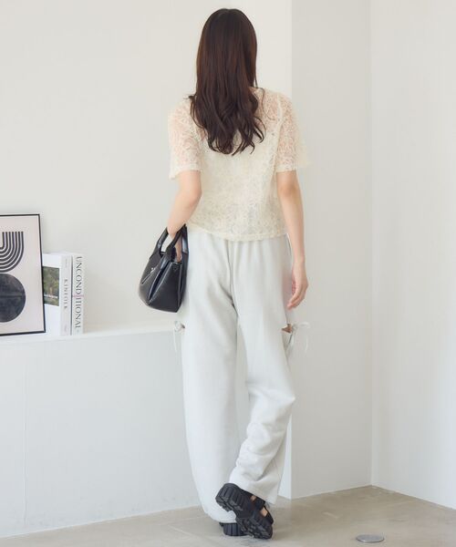 RETRO GIRL（レトロガール）の「刺繍レース半袖CT（Tシャツ/カットソー・レディース・ブラック/オフホワイト/ナチュラル・FREE）」の10枚目の写真