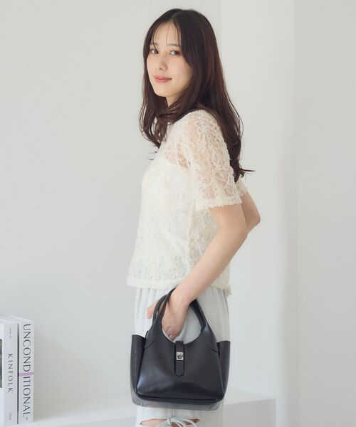 RETRO GIRL（レトロガール）の「刺繍レース半袖CT（Tシャツ/カットソー・レディース・ブラック/オフホワイト/ナチュラル・FREE）」の13枚目の写真