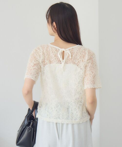 RETRO GIRL（レトロガール）の「刺繍レース半袖CT（Tシャツ/カットソー・レディース・ブラック/オフホワイト/ナチュラル・FREE）」の14枚目の写真