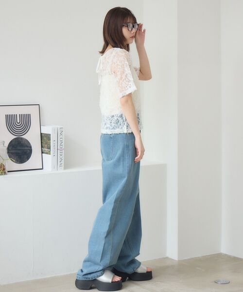 RETRO GIRL（レトロガール）の「刺繍レース半袖CT（Tシャツ/カットソー・レディース・ブラック/オフホワイト/ナチュラル・FREE）」の16枚目の写真