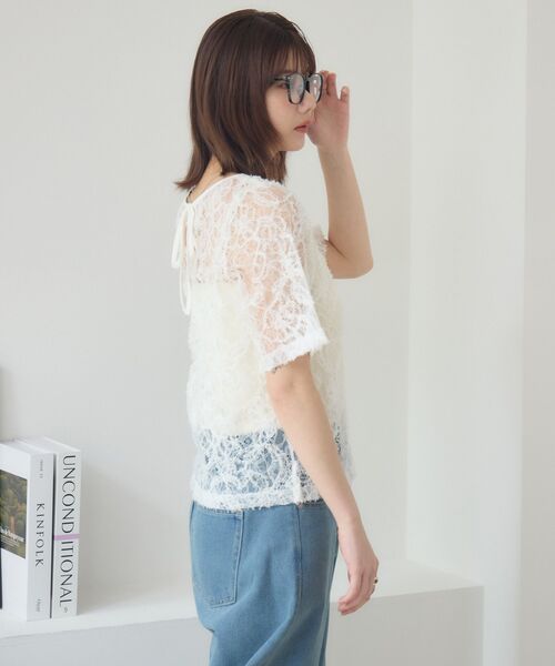 RETRO GIRL（レトロガール）の「刺繍レース半袖CT（Tシャツ/カットソー・レディース・ブラック/オフホワイト/ナチュラル・FREE）」の20枚目の写真