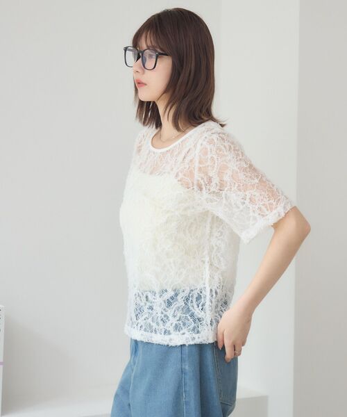 セール】刺繍レース半袖CT（Tシャツ/カットソー）｜RETRO GIRL