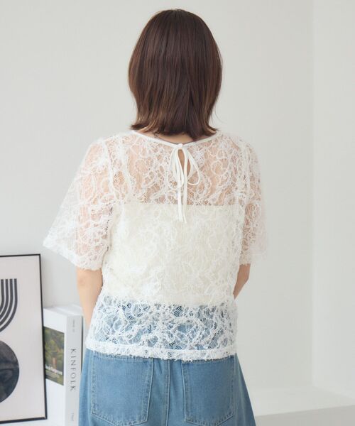 RETRO GIRL（レトロガール）の「刺繍レース半袖CT（Tシャツ/カットソー・レディース・ブラック/オフホワイト/ナチュラル・FREE）」の22枚目の写真