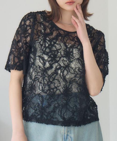 セール】刺繍レース半袖CT（Tシャツ/カットソー）｜RETRO GIRL