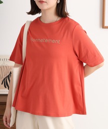 エグランティーヌ EGLANTINE 刺繍デザイン半袖カットソー【日本製】 （オレンジ） エグランティーヌ EGLANTINE 刺繍デザイン半袖カットソー【日本