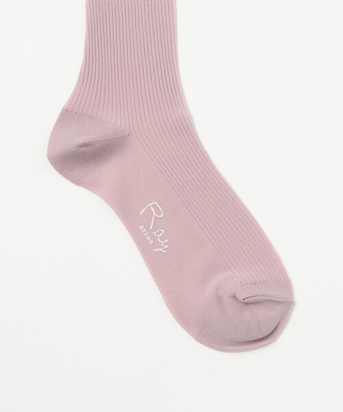 Ray BEAMS（レイビームス）の「シアーリブ ハイソックス（ソックス/靴下・レディース・ナチュラル/ブラウン/ピンク・ONE SIZE）」の5枚目の写真