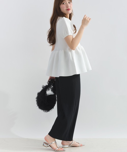 PICCIN（ピッチン）の「パフスリーブペプラムニット（ニット/セーター・レディース・ブルー/オフホワイト/ブラック/ホワイト系その他/チェリーピンク・M）」の11枚目の写真