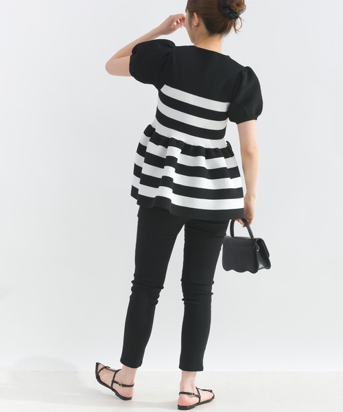 PICCIN（ピッチン）の「パフスリーブペプラムニット（ニット/セーター・レディース・ブルー/オフホワイト/ブラック/ホワイト系その他/チェリーピンク・M）」の19枚目の写真