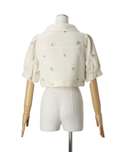 F i.n.t（フィント）の「【セットアップ対応】小花刺繍ショートシャツジャケット　夏服（その他アウター・レディース・ブルーグレー/アイボリー・FREE）」の15枚目の写真