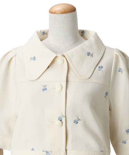 F i.n.t（フィント）の「【セットアップ対応】小花刺繍ショートシャツジャケット　夏服（その他アウター・レディース・ブルーグレー/アイボリー・FREE）」の17枚目の写真