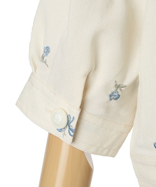F i.n.t（フィント）の「【セットアップ対応】小花刺繍ショートシャツジャケット　夏服（その他アウター・レディース・ブルーグレー/アイボリー・FREE）」の19枚目の写真