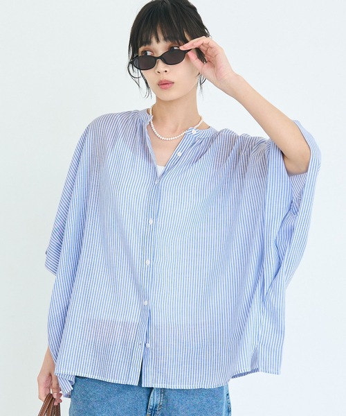 coca(coca)(コカ)の「\再入荷/ コットンボイルポンチョシャツ(シャツ/ブラウス・レディース・B/ホワイト/A/ブラック/ブルー/グレー・L/M)」の4枚目の写真