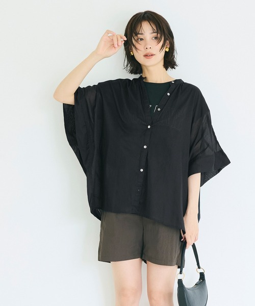 coca(coca)(コカ)の「\再入荷/ コットンボイルポンチョシャツ(シャツ/ブラウス・レディース・B/ホワイト/A/ブラック・L/M)」の9枚目の写真
