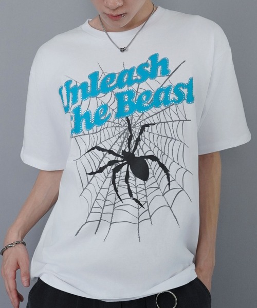 セール】グランジプリントTシャツ/スパイダー/ストーンロゴ（T