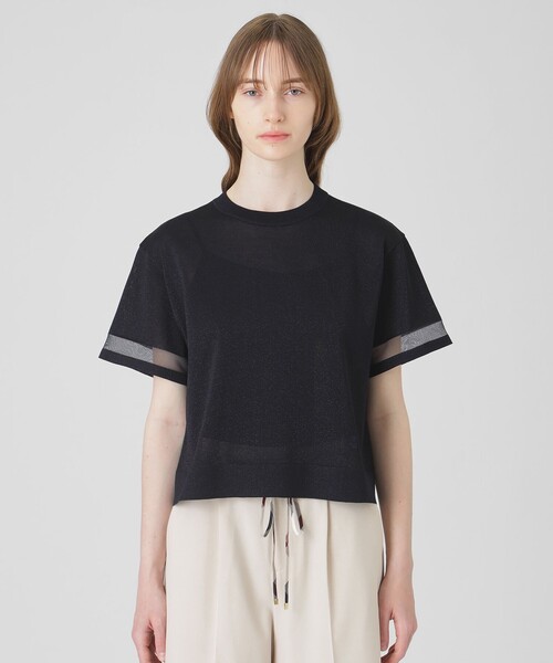 BLUE LABEL CRESTBRIDGE（ブルーレーベルクレストブリッジ）の「ドライレーヨンニットプルオーバー（ニット/セーター・レディース・ダークネイビー/ホワイト/イエロー・38）」の3枚目の写真
