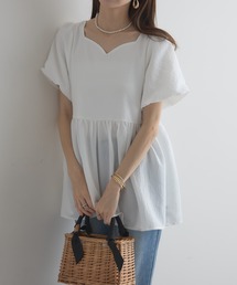 【ZOZO限定】バックリボンハートネックペプラムブラウス