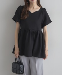 【ZOZO限定】バックリボンハートネックペプラムブラウス