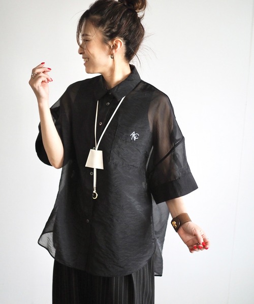 ANIECA ＡＮＣシアー刺繍シャツ　完売品　定価13,200円 ANIECA（アニーカ）の「ANC刺繍シアーシャツ（シャツ/ブラウス）」 - WEAR