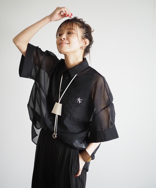 ANIECA ＡＮＣシアー刺繍シャツ　完売品　定価13,200円 ANIECA（アニーカ）の「ANC刺繍シアーシャツ（シャツ/ブラウス）」 - WEAR