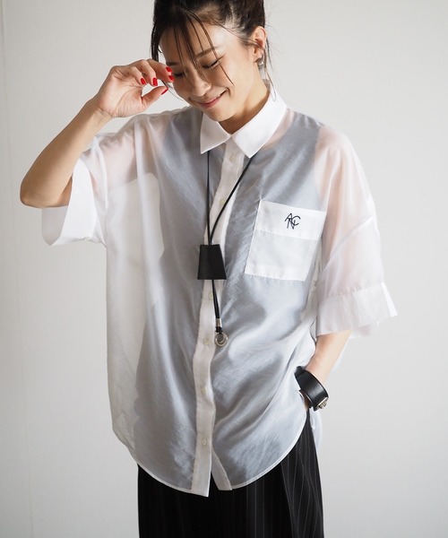 ANIECA ＡＮＣシアー刺繍シャツ　完売品　定価13,200円 ANIECA（アニーカ）の「ANC刺繍シアーシャツ（シャツ/ブラウス）」 - WEAR