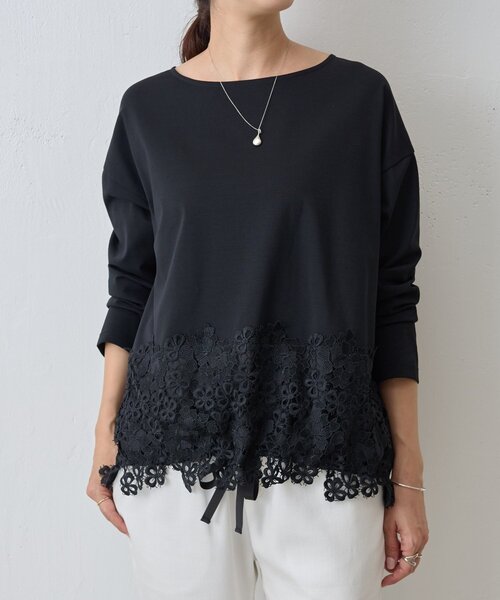 BEARDSLEY - ビアズリー　裾レースカットソー　グレー セール】裾レースカットソー（Tシャツ/カットソー）｜BEARDSLEY