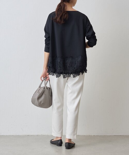 極美品✨　BEARDSLEY　ビアズリー　裾レース　ブラウス　刺繍　体型カバー 裾レースカットソー（Tシャツ/カットソー）｜BEARDSLEY