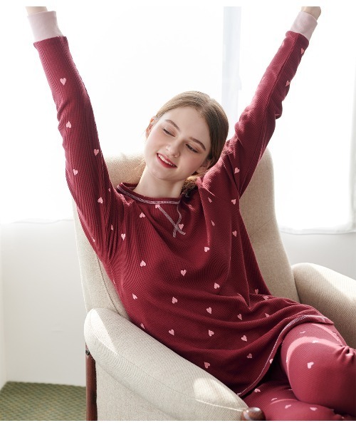 PEACH JOHN（ピーチジョン）の「【腹巻き付き◎肌ざわりの良いコットン混生地】サーマルＨＡＲＡマキパジャマ（ルームウェア/パジャマ・レディース・オフホワイト/ネイビー/ライトピンク/ライトブルーグレー/アイボリー/レッド・S/M/M/L）」の19枚目の写真