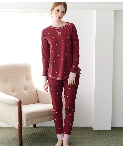 PEACH JOHN（ピーチジョン）の「【腹巻き付き◎肌ざわりの良いコットン混生地】サーマルＨＡＲＡマキパジャマ（ルームウェア/パジャマ・レディース・オフホワイト/ネイビー/ライトピンク/ライトブルーグレー/アイボリー/レッド・S/M/M/L）」の14枚目の写真