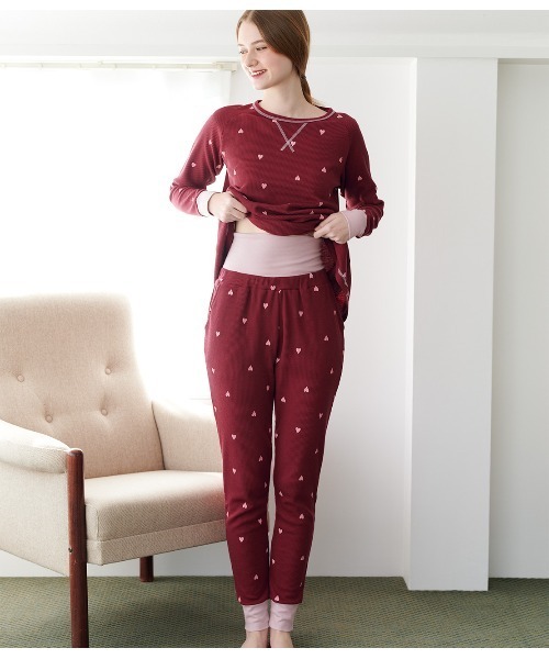 PEACH JOHN（ピーチジョン）の「【腹巻き付き◎肌ざわりの良いコットン混生地】サーマルＨＡＲＡマキパジャマ（ルームウェア/パジャマ・レディース・オフホワイト/ネイビー/ライトピンク/ライトブルーグレー/アイボリー/レッド・S/M/M/L）」の15枚目の写真