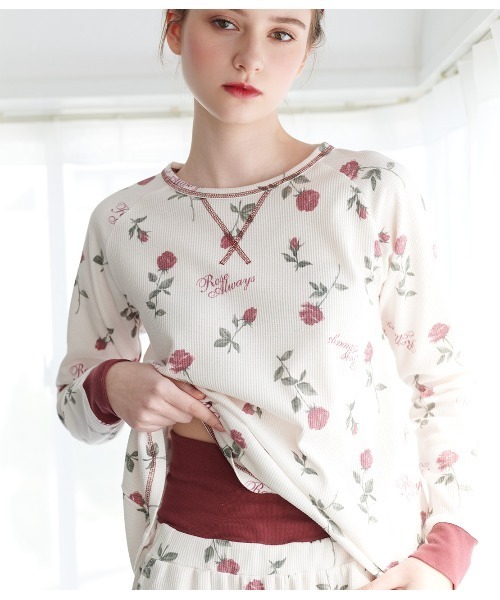 PEACH JOHN（ピーチジョン）の「【腹巻き付き◎肌ざわりの良いコットン混生地】サーマルＨＡＲＡマキパジャマ（ルームウェア/パジャマ・レディース・オフホワイト/ネイビー/ライトピンク/ライトブルーグレー/アイボリー/レッド・S/M/M/L）」の10枚目の写真