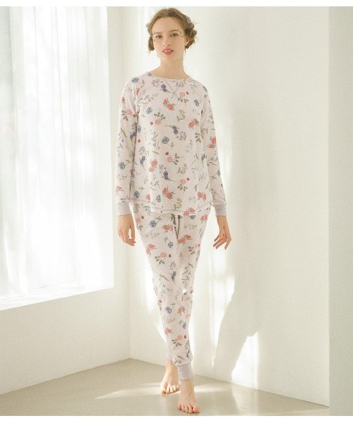PEACH JOHN（ピーチジョン）の「【腹巻き付き◎肌ざわりの良いコットン混生地】サーマルＨＡＲＡマキパジャマ（ルームウェア/パジャマ・レディース・オフホワイト/ネイビー/ライトピンク/ライトブルーグレー/アイボリー/レッド/ベビーピンク/ホワイト・S/M/M/L）」の9枚目の写真