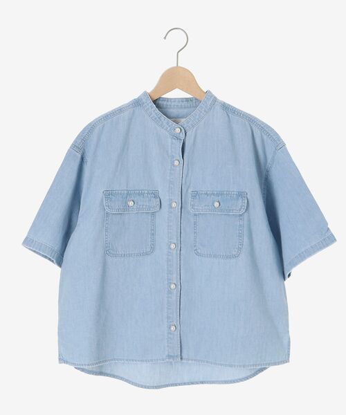 le.coeur blanc(ルクールブラン)の「スタンドネックパールボタンハーフスリーブシャツ(シャツ/ブラウス・レディース・ブルー/サックスブルー・38)」の19枚目の写真