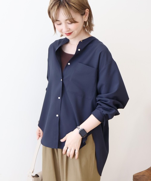 AMERICAN HOLIC(アメリカンホリック)の「金ボタンバックシャンロングシャツ(シャツ/ブラウス・レディース・アイボリー/ダークグリーン/ネイビー・M/L)」の10枚目の写真