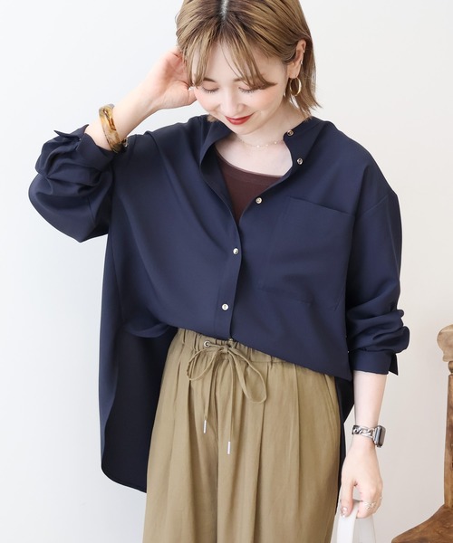 金ボタンバックシャンロングシャツ（シャツ/ブラウス
