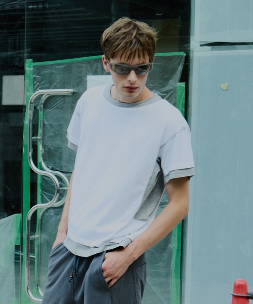 CONZ(コンズ)の「別注 LAYERD SHORT SLEEVE T-SHIRT(Tシャツ/カットソー・メンズ・ホワイト/ブラック/ダークグレー・2/3/1)」の2枚目の写真