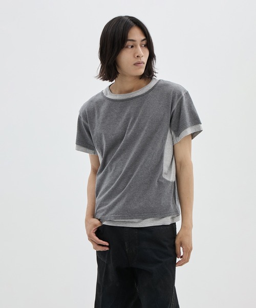 CONZ(コンズ)の「別注 LAYERD SHORT SLEEVE T-SHIRT(Tシャツ/カットソー・メンズ・ホワイト/ブラック/ダークグレー・2/3/1)」の3枚目の写真